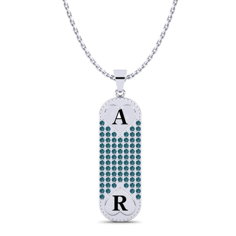 Weiß-Silber Blauer Diamant Damen anhänger Chasidy