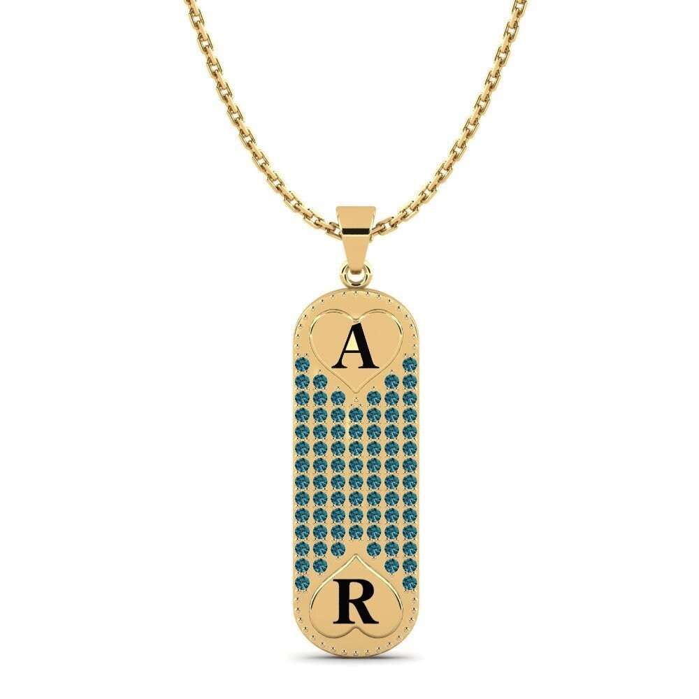 14k Oro Amarillo Diamante Azul Colgante de Mujer Chasidy