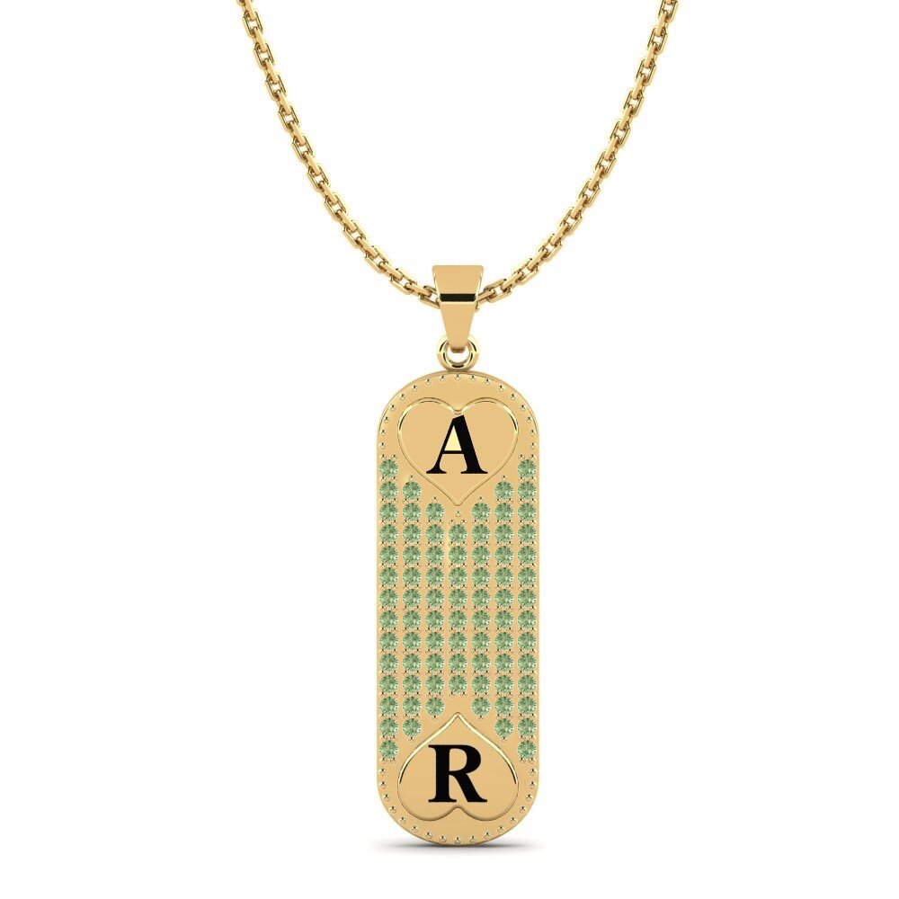 14k Oro Amarillo Diamante Verde Colgante de Mujer Chasidy