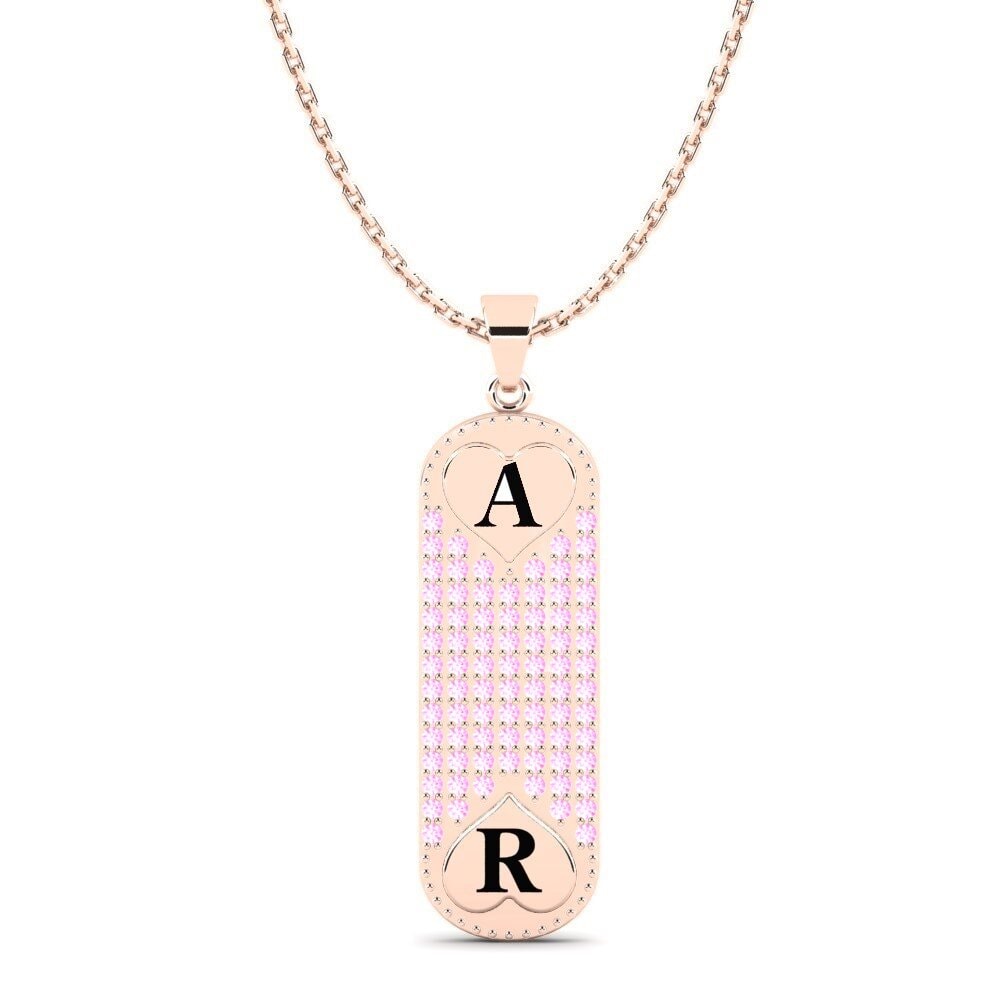 Rotgold 585 Rosa Saphir Damen anhänger Chasidy