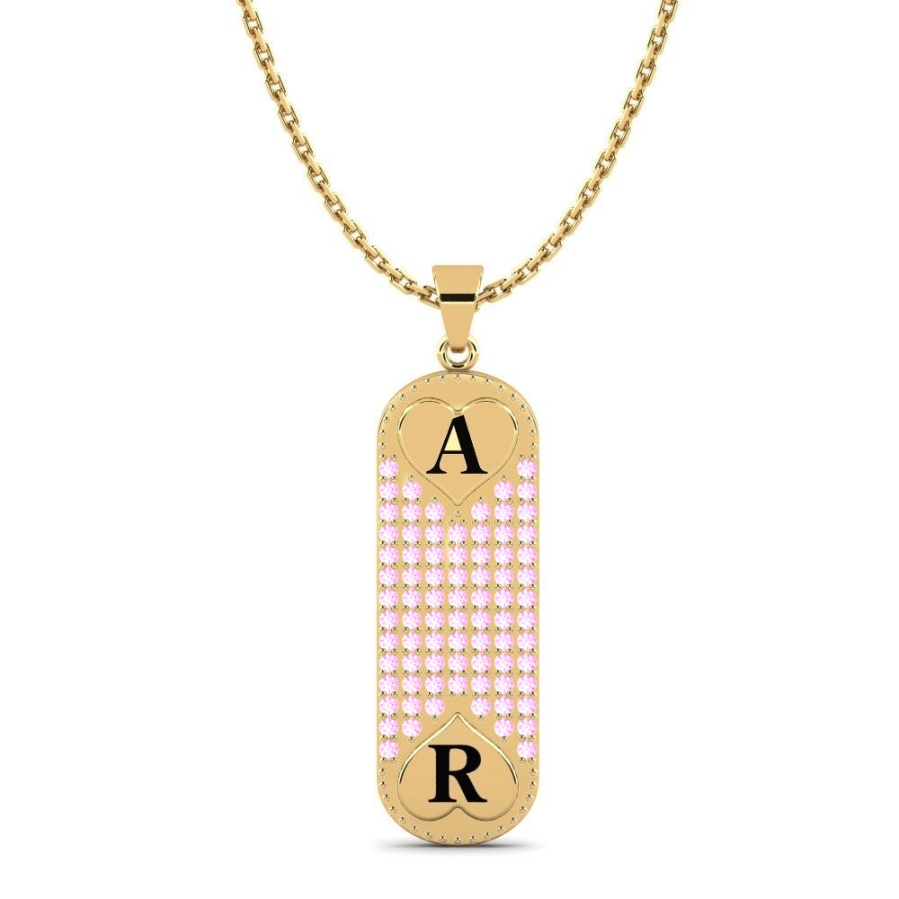 14k Oro Amarillo Zafiro Rosado Colgante de Mujer Chasidy