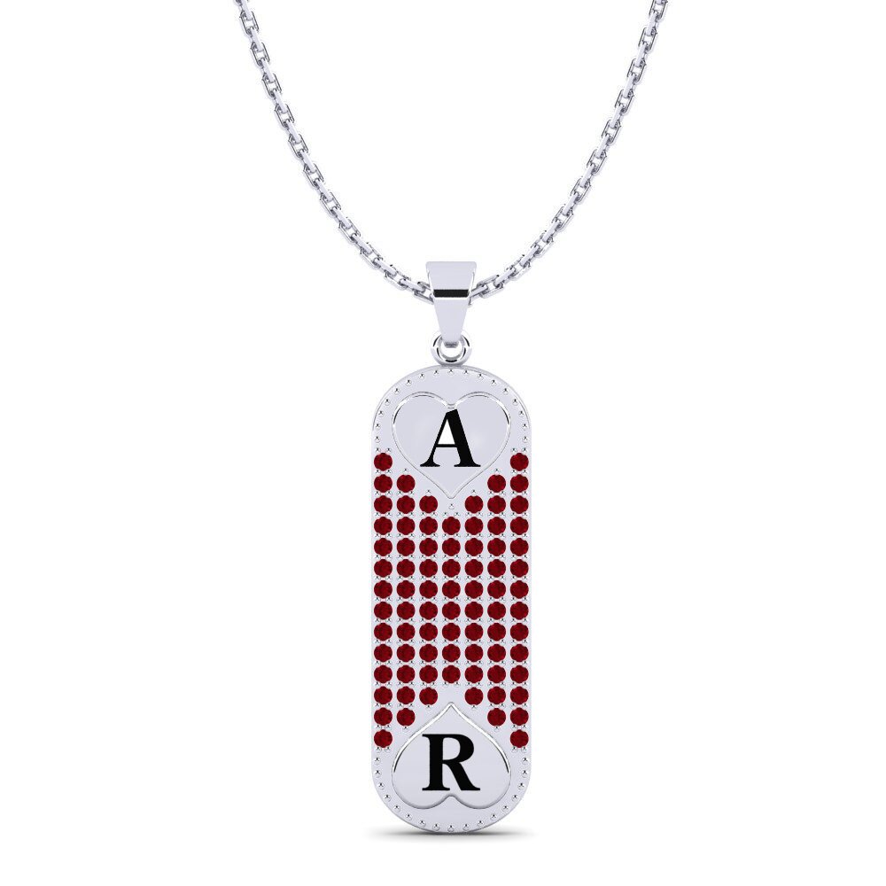 Weiß-Silber Roter Zirkonia Damen anhänger Chasidy