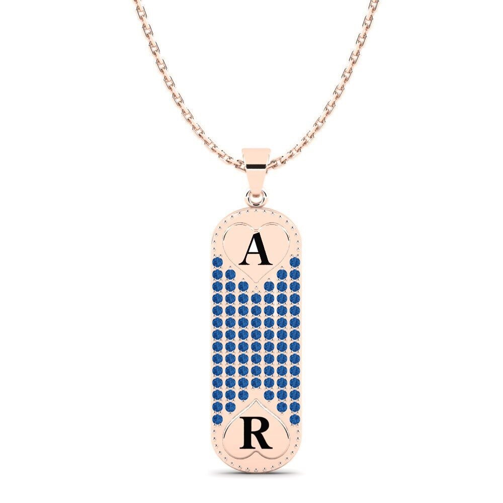 Rotgold 585 Dunkelblauer Zirkonia Damen anhänger Chasidy