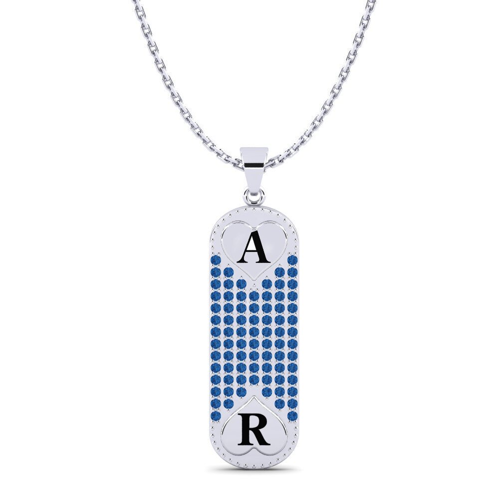 Weiß-Silber Dunkelblauer Zirkonia Damen anhänger Chasidy