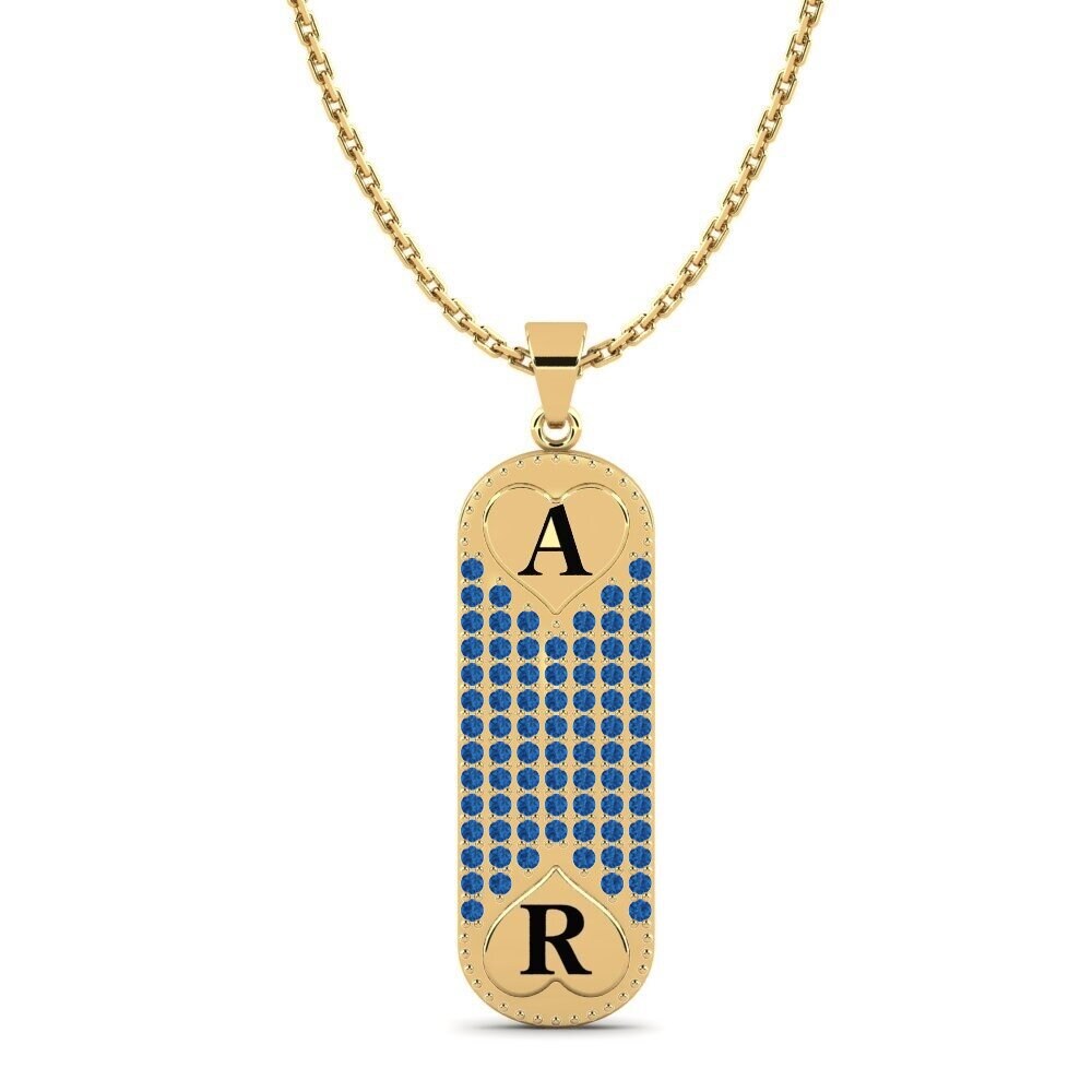 Gelbgold 585 Dunkelblauer Zirkonia Damen anhänger Chasidy