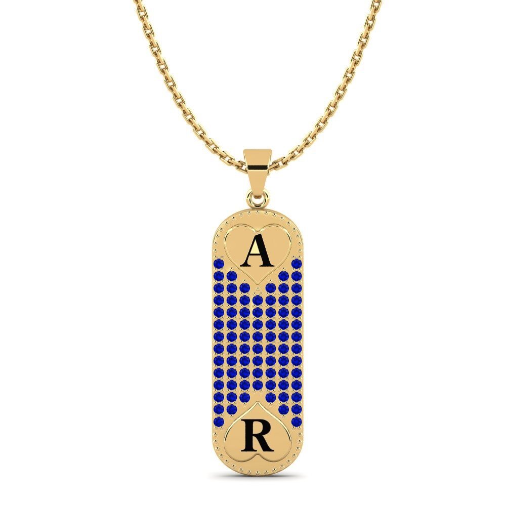 Gelbgold 585 Saphir Damen anhänger Chasidy