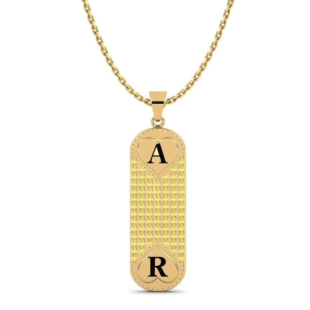 Gelbgold 585 Gelber Saphir Damen anhänger Chasidy