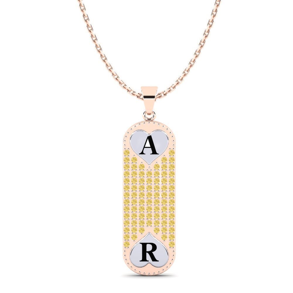 14k Oro Rosa & Blanco Diamante Amarillo Colgante de Mujer Chasidy