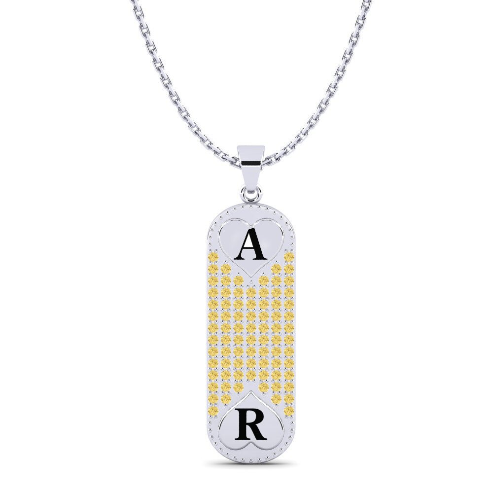 14k Oro Blanco Diamante Amarillo Colgante de Mujer Chasidy