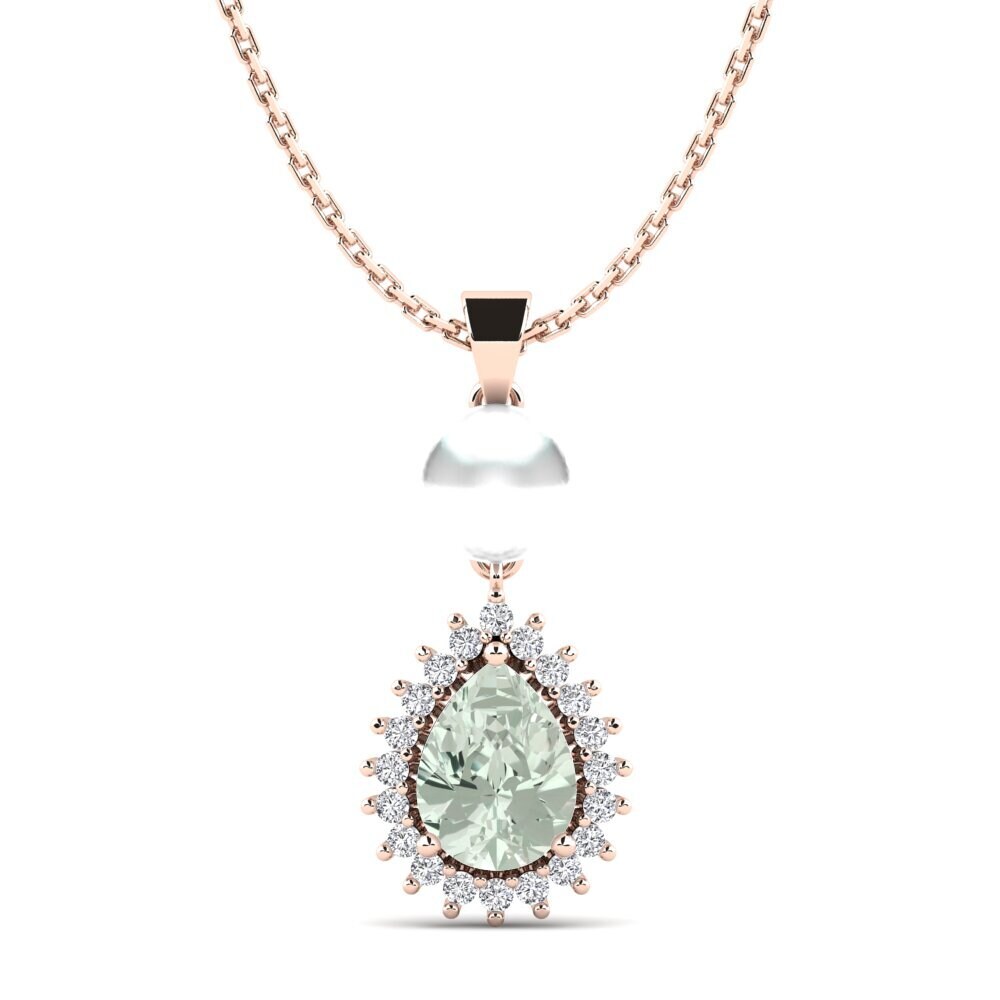 18ct Rose Gold Green Amethyst Women's Pendant Chastella