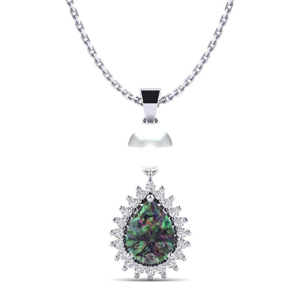 14ct White Gold Mystic Topaz Women's Pendant Chastella