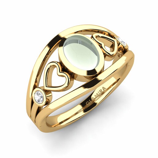 Ring Chelinde 585 Yellow Gold & Green Amethyst (Lab Created) & White Sapphire