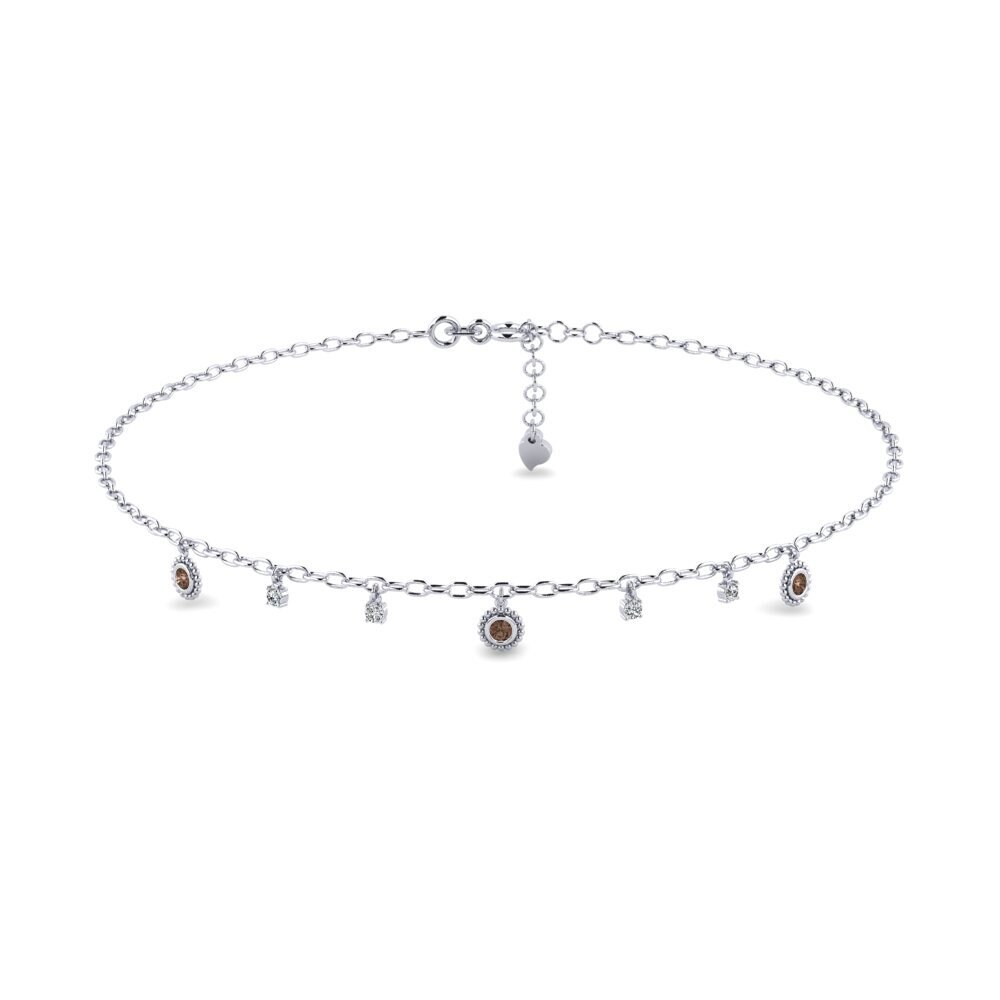 18ct White Gold Smoky Quartz Women's Anklet Chelm