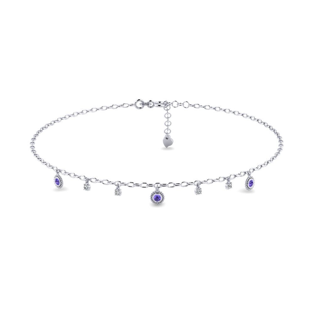 18ct White Gold Tanzanite Women's Anklet Chelm