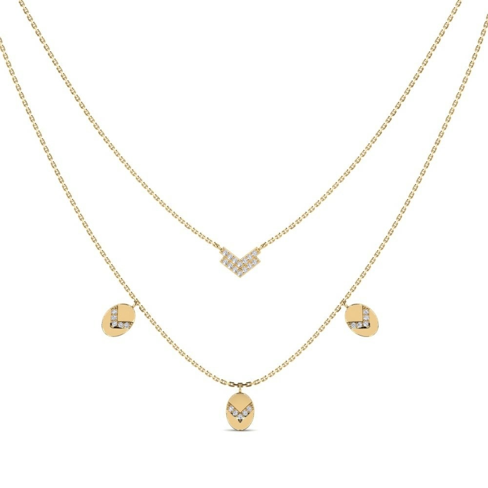 Round 0.12 Carat Layering Lab Grown Diamond 14k Yellow Gold Necklace Cheongsando