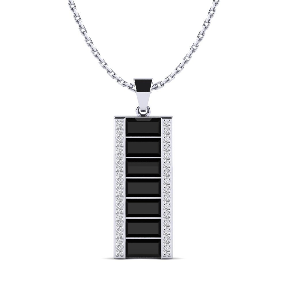 Baguette Black Sapphire Women's Pendant Cherrie