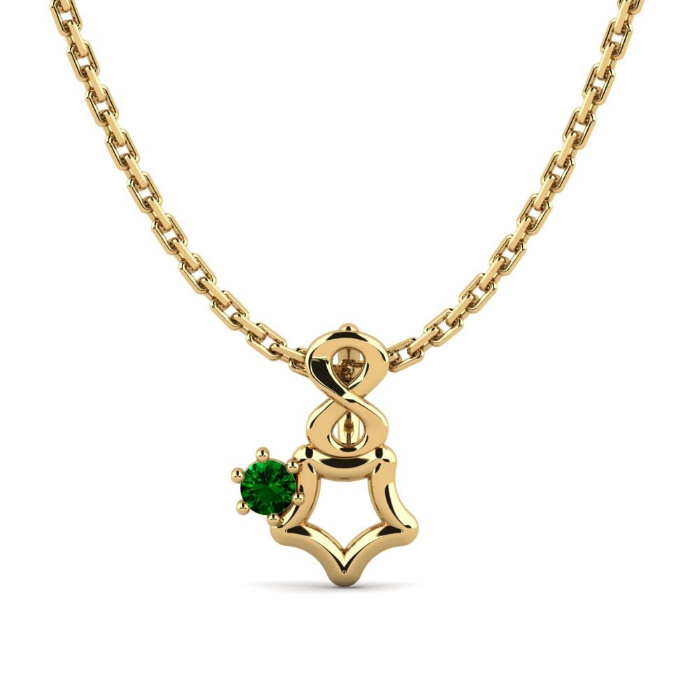 9k Oro Amarillo Circonita Verde Colgante de Mujer Chershoee