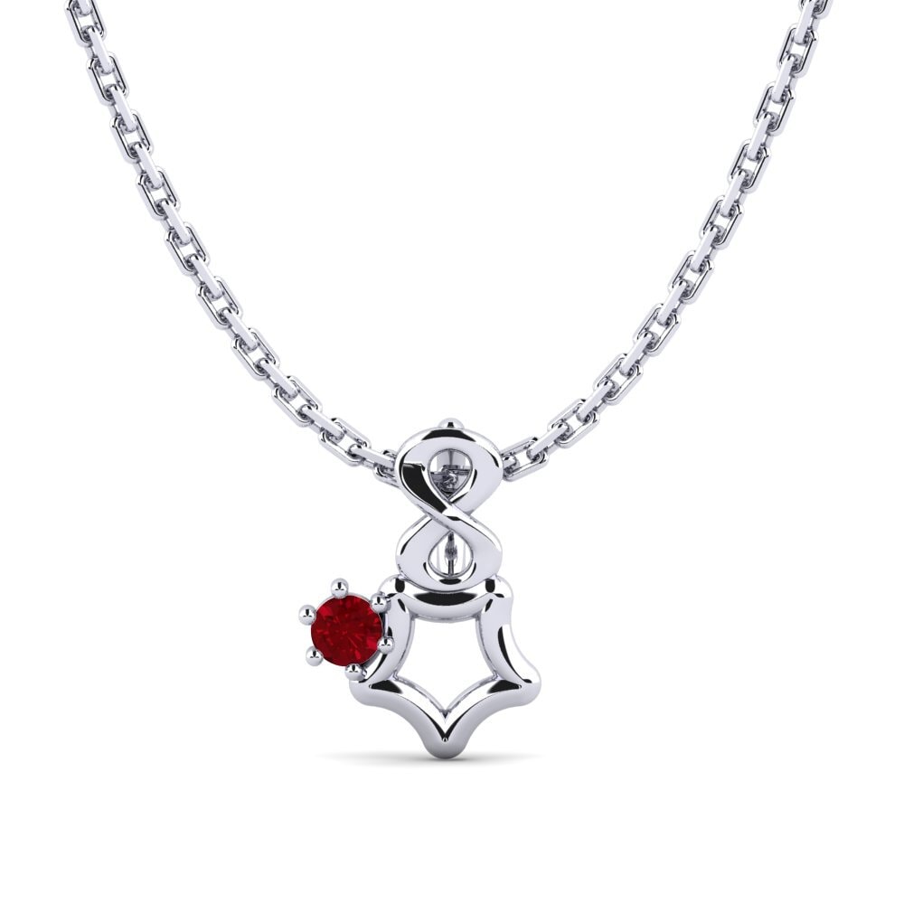 Platino 950 Circonita Roja Colgante de Mujer Chershoee