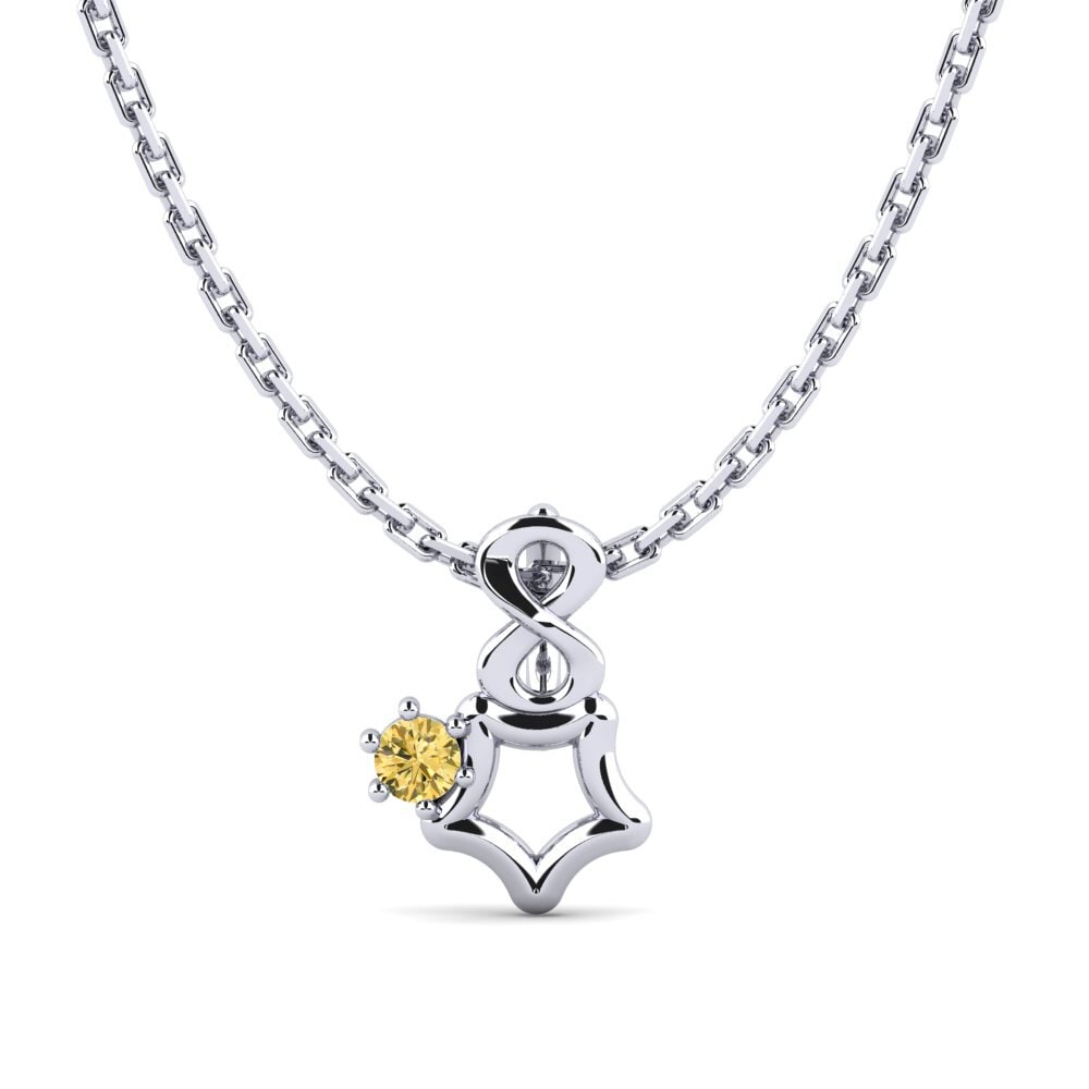 Paladio 950 Diamante Amarillo Colgante de Mujer Chershoee