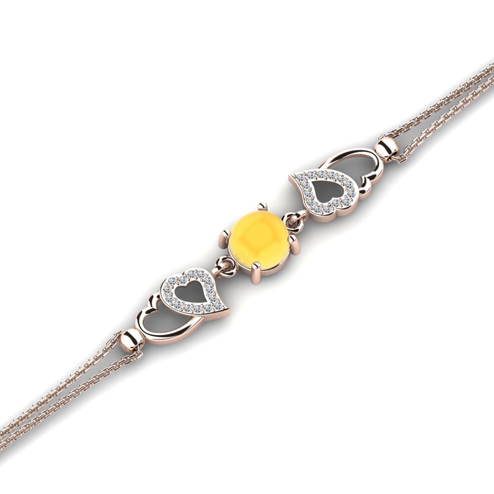 9k Oro Rosa Citrino Cabujón Pulsera de Mujer Cheryl