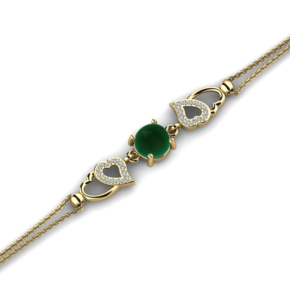 14k Oro Amarillo Esmeralda Cabujón Pulsera de Mujer Cheryl