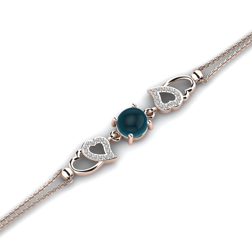14k Rose Gold Cabochon London Blue Topaz Women's Bracelet Cheryl