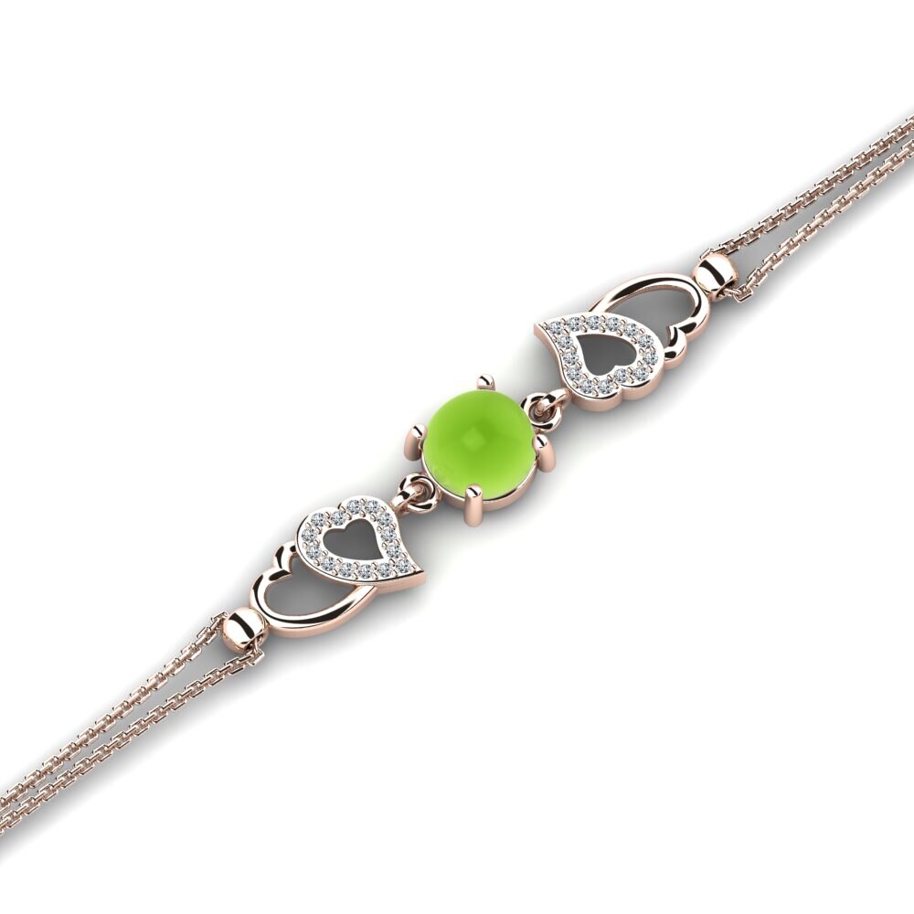 9k Oro Rosa Peridoto Cabujón Pulsera de Mujer Cheryl