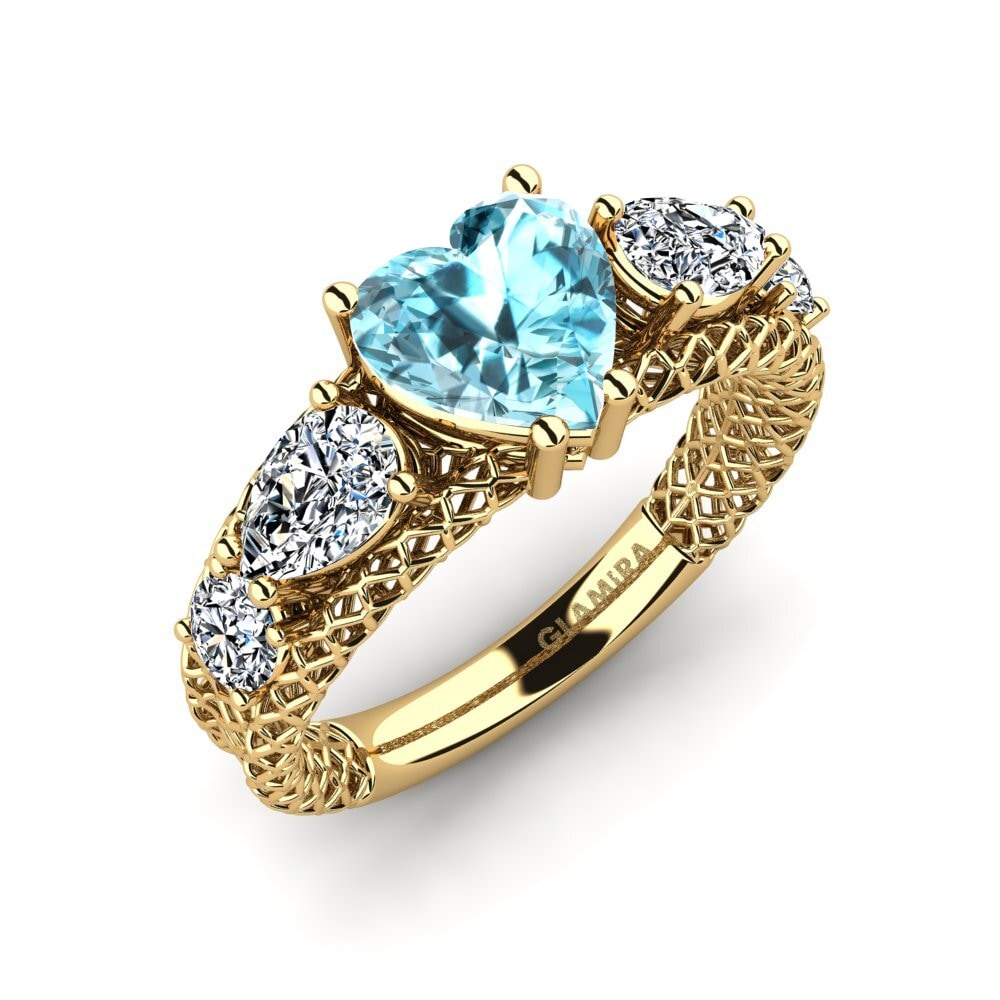 Blue Zircon Engagement Ring Cherylien