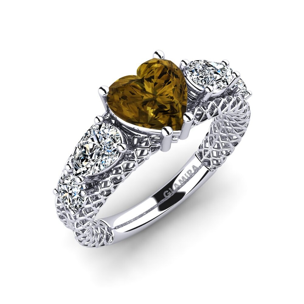 White Silver Brown Zircon Engagement Ring Cherylien