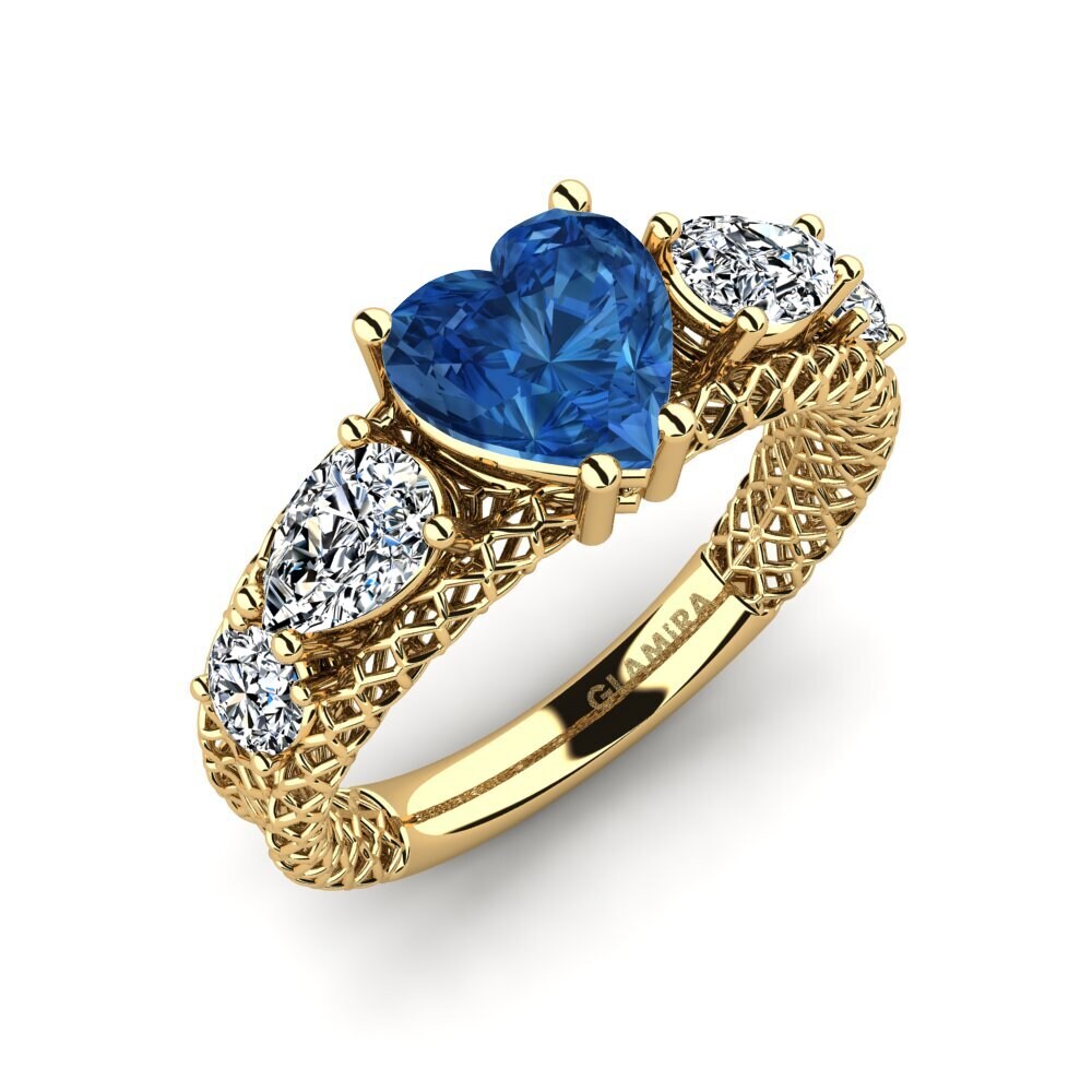 Heart Dark Blue Zirconia Engagement Ring Cherylien