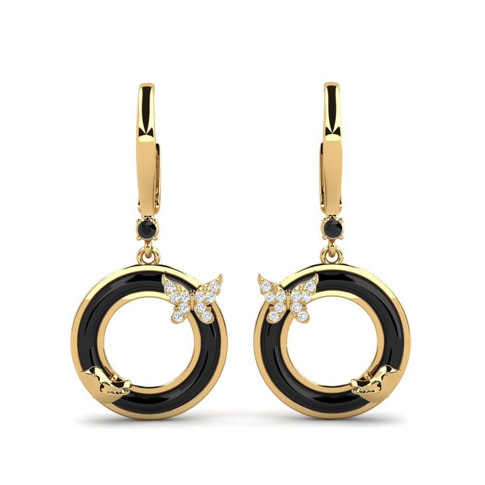 9ct Yellow Gold Black Onyx Women's Earring Chesnut