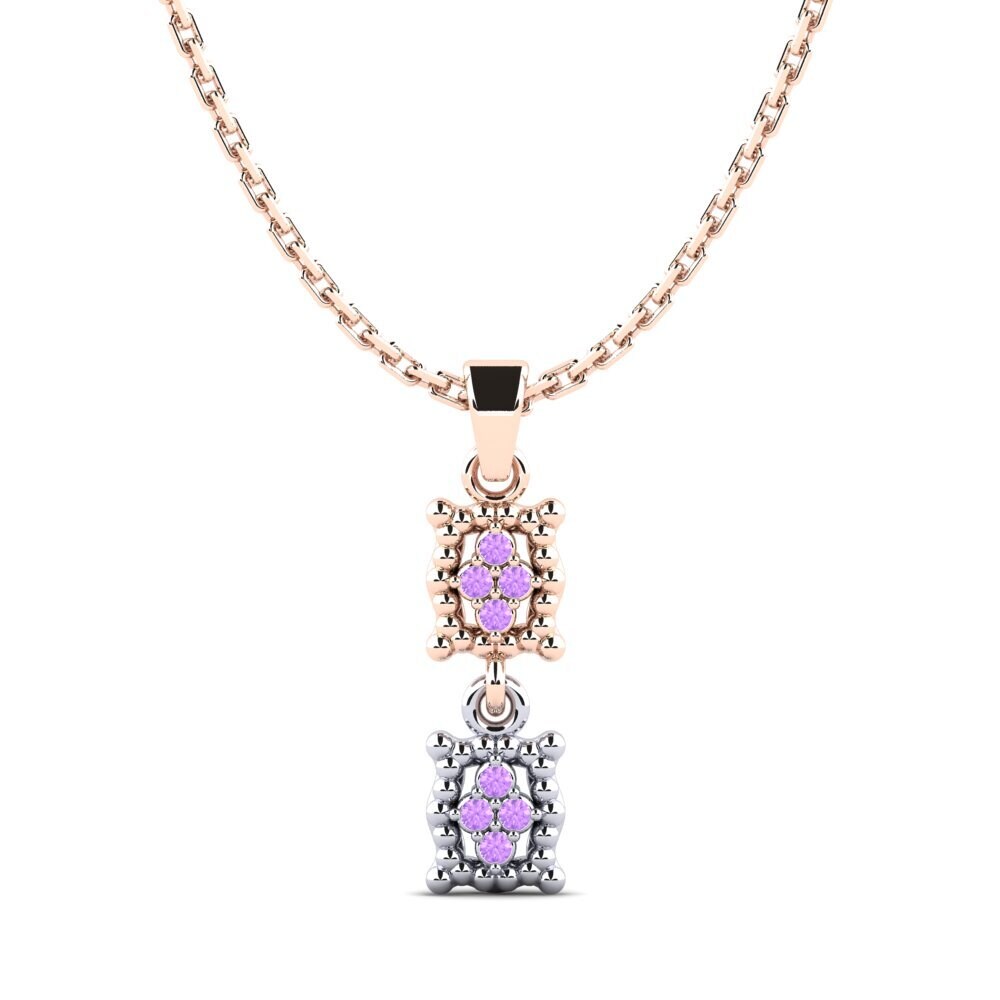 9k Oro Rosa & Blanco Amatista Colgante de Mujer Chicki