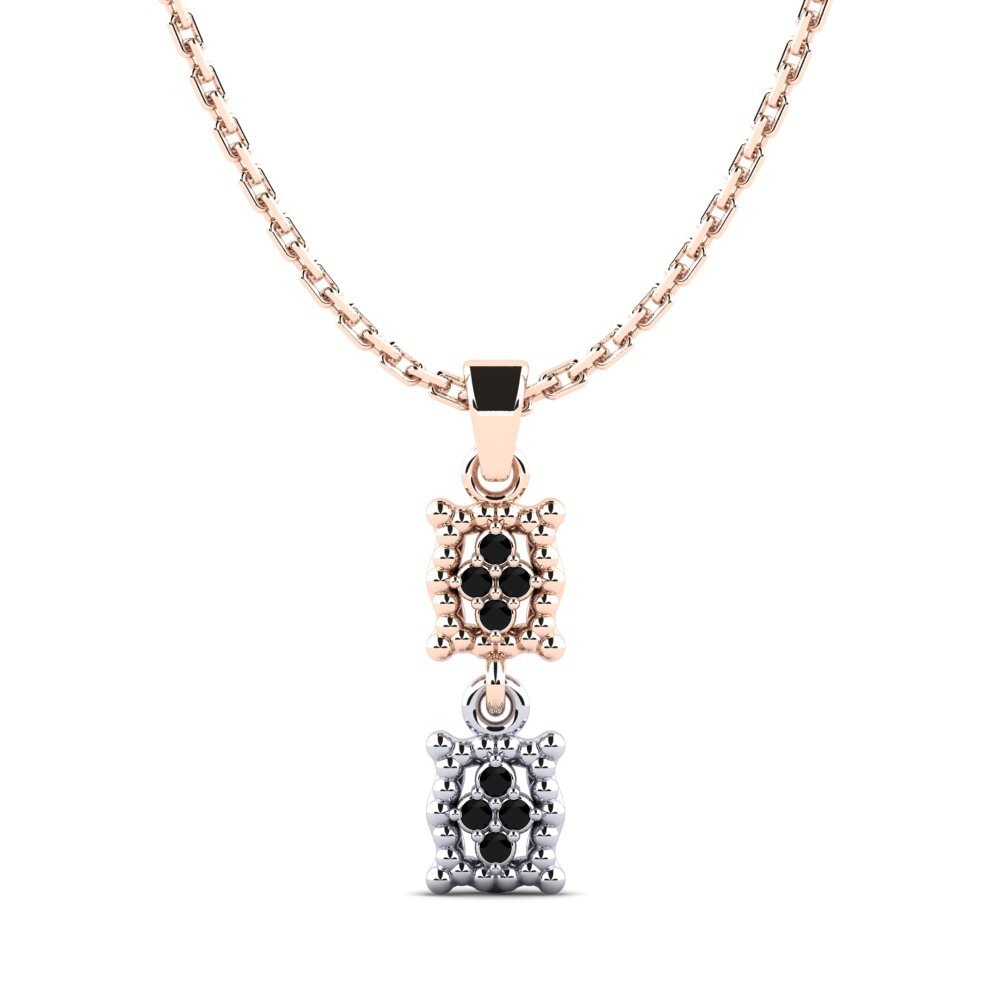 14k Oro Rosa & Blanco Zafiro negro Colgante de Mujer Chicki