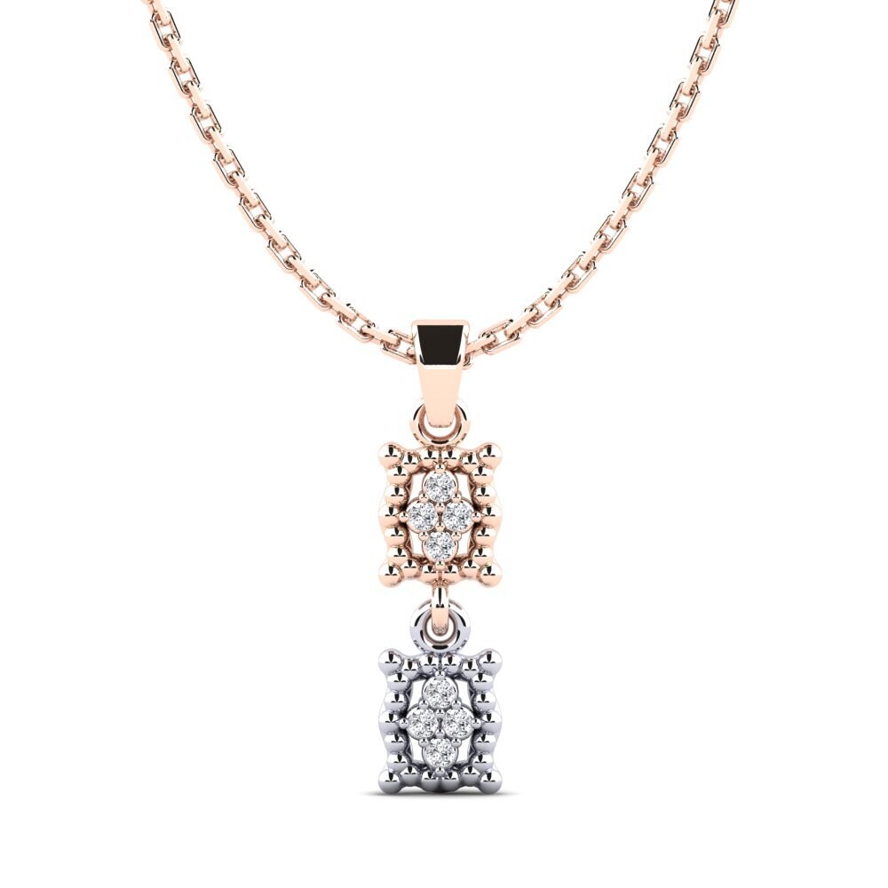9k Oro Rosa & Blanco Diamante Colgante de Mujer Chicki