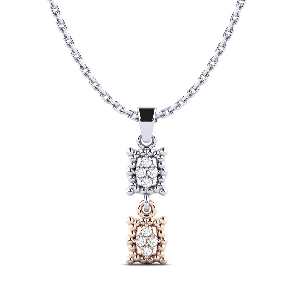 18k Oro Blanco & Rosa Zafiro blanco Colgante de Mujer Chicki
