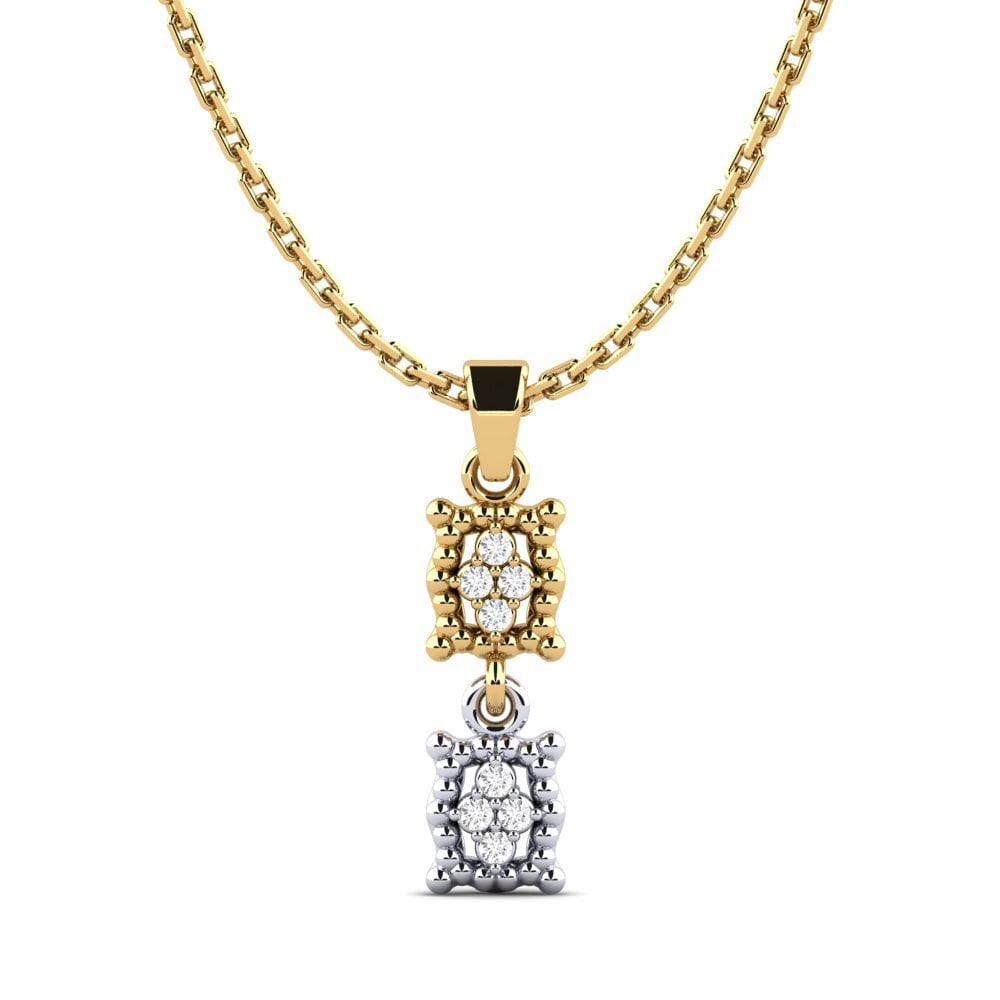 9k Oro Amarillo & Blanco Zafiro blanco Colgante de Mujer Chicki