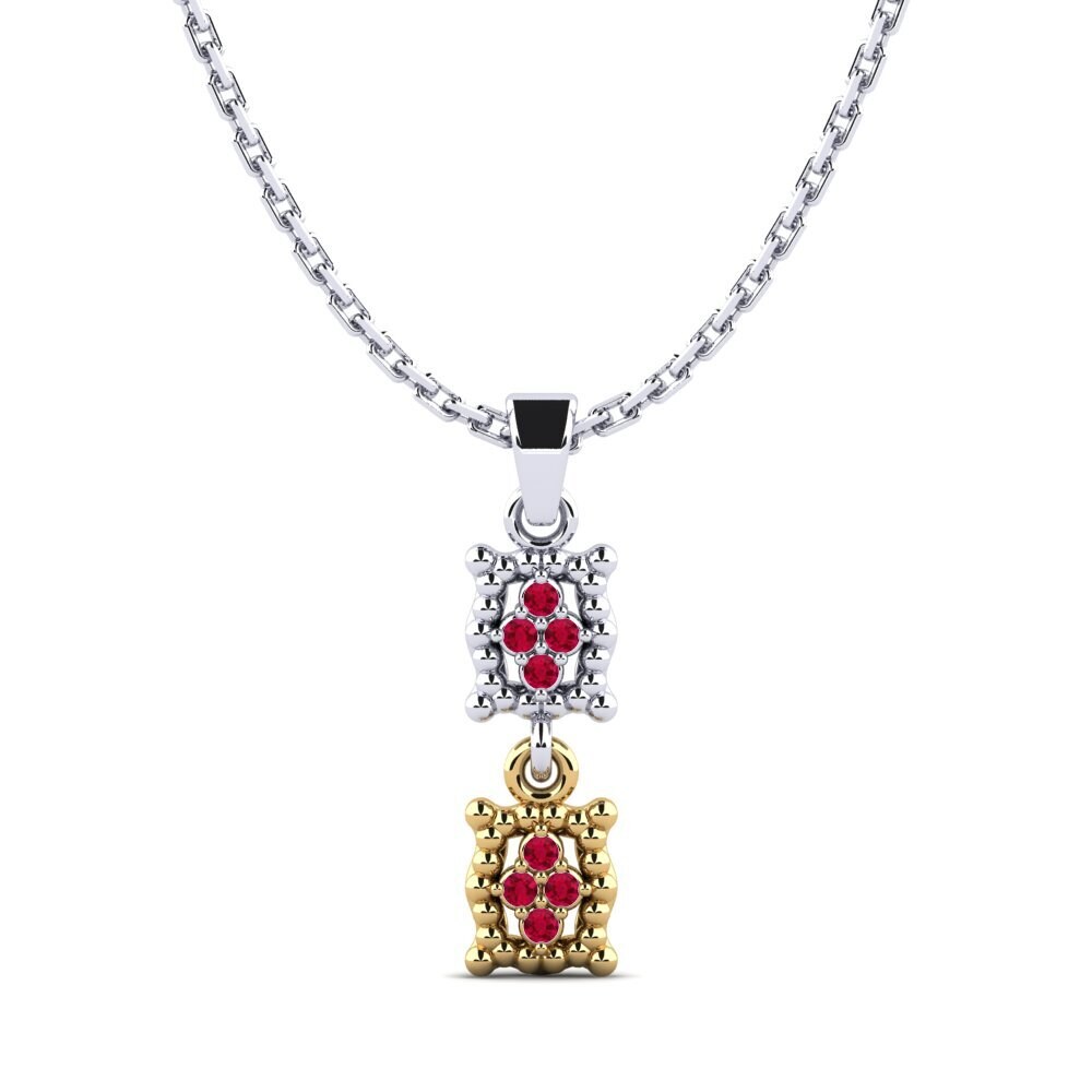 14k Oro Blanco & Amarillo Rubí Colgante de Mujer Chicki