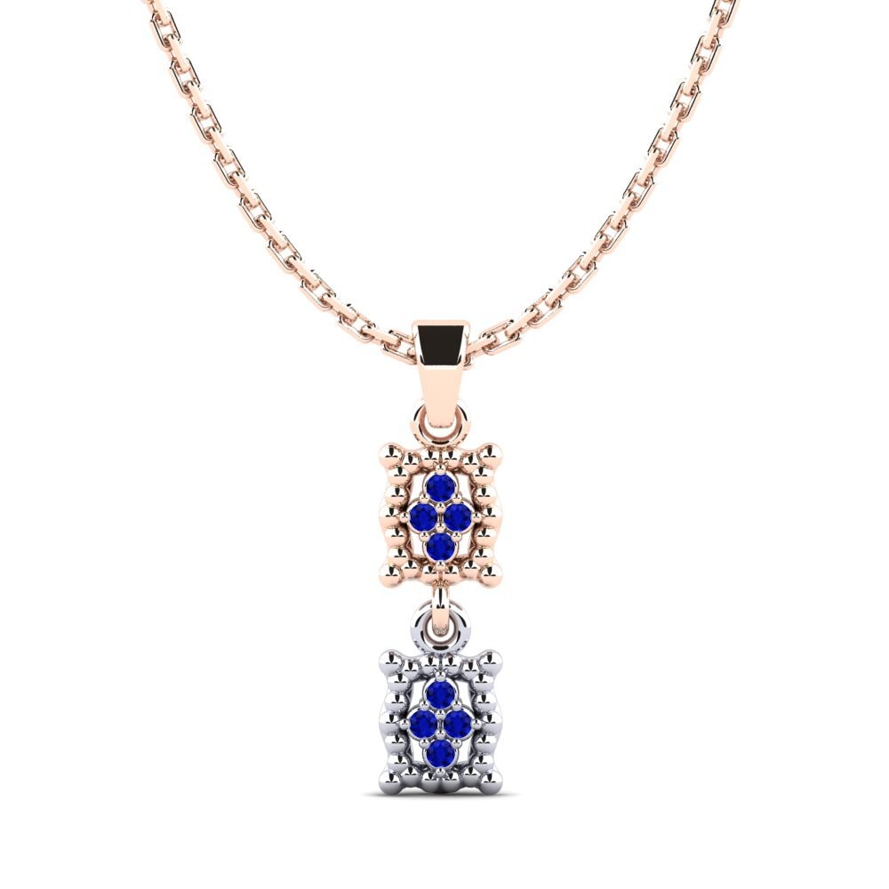 9k Oro Rosa & Blanco Zafiro Colgante de Mujer Chicki
