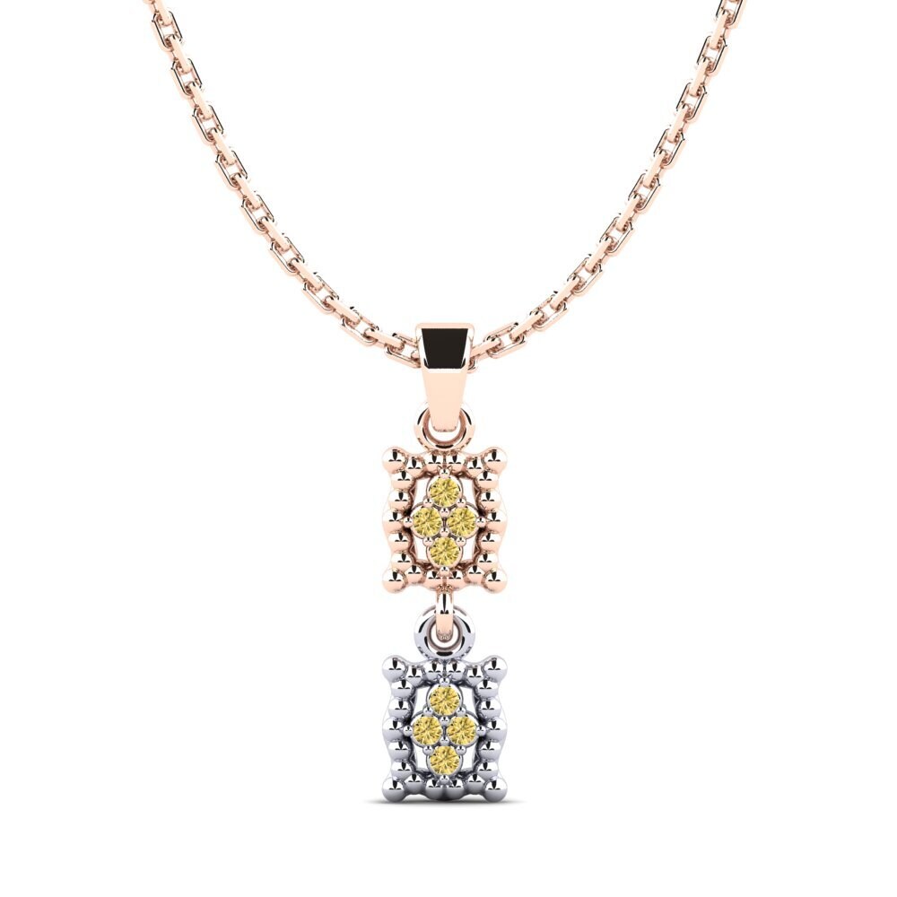 9k Oro Rosa & Blanco Diamante Amarillo Colgante de Mujer Chicki