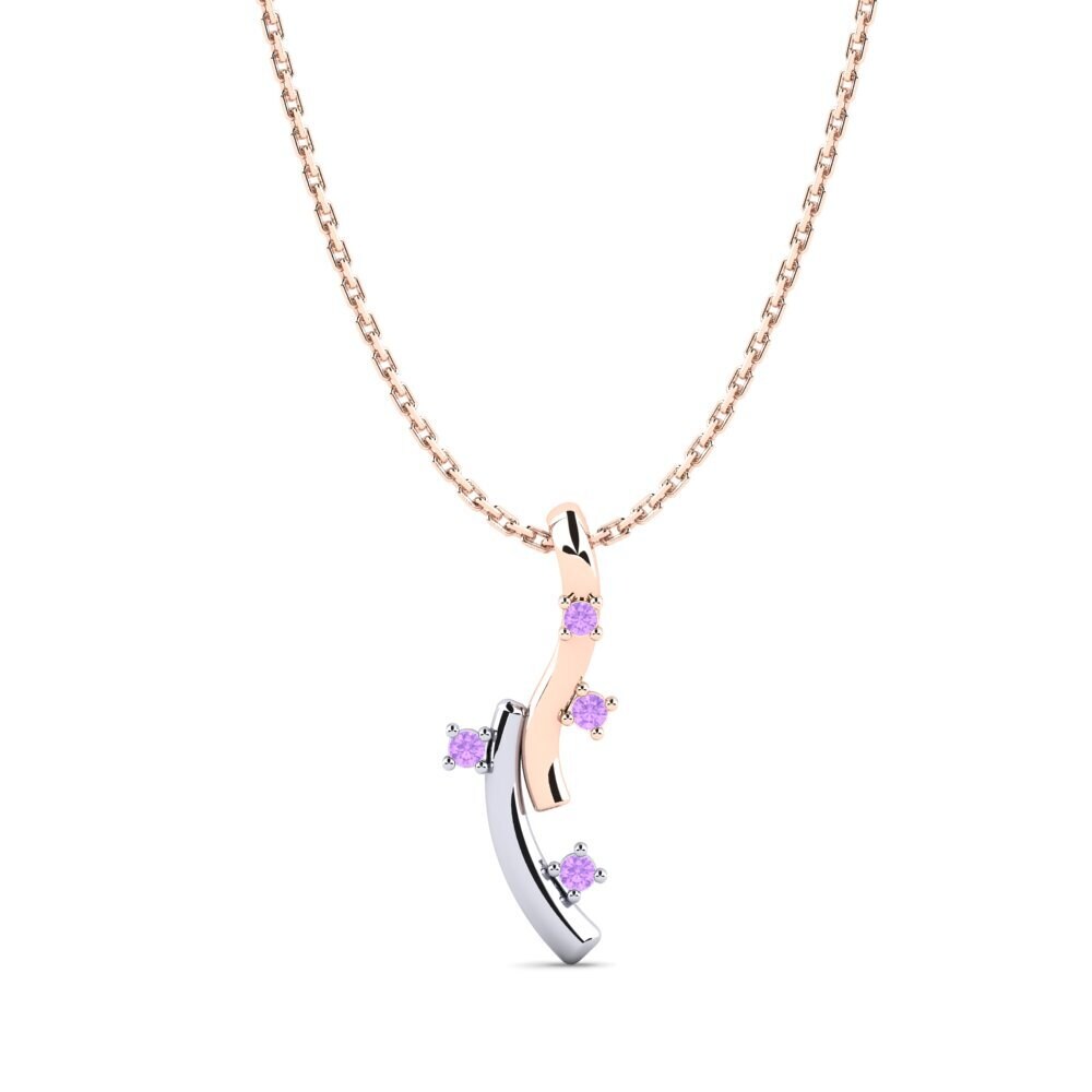 9k Oro Rosa & Blanco Amatista Colgante de Mujer Chika