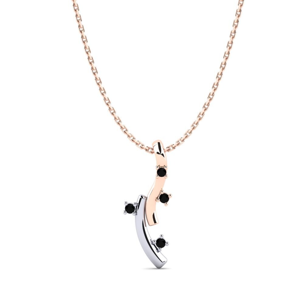 9k Oro Rosa & Blanco Ónix Negro Colgante de Mujer Chika