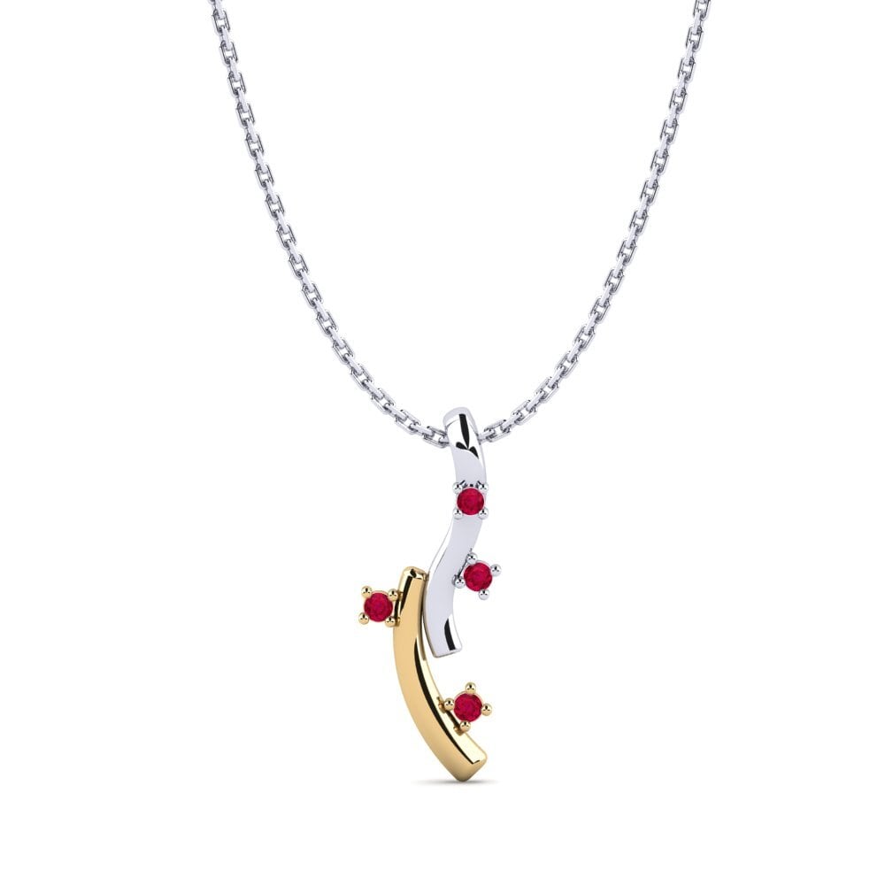 14k Oro Blanco & Amarillo Rubí Colgante de Mujer Chika