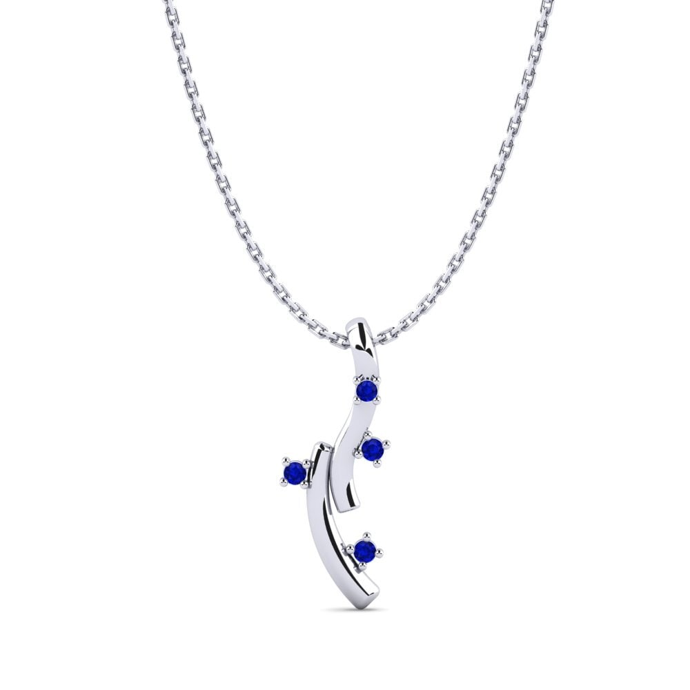 18ct White Gold Sapphire Women's Pendant Chika