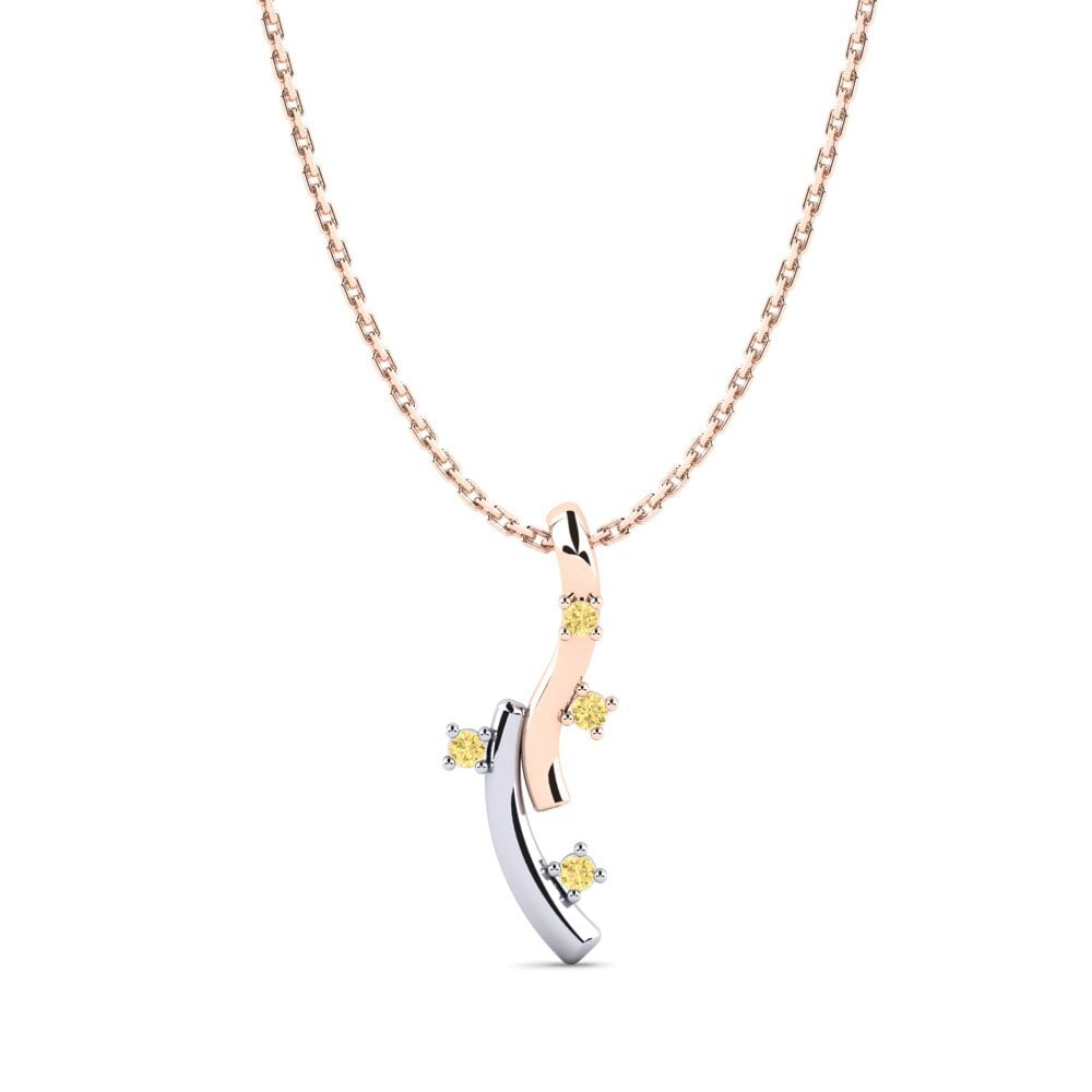 9k Oro Rosa & Blanco Diamante Amarillo Colgante de Mujer Chika