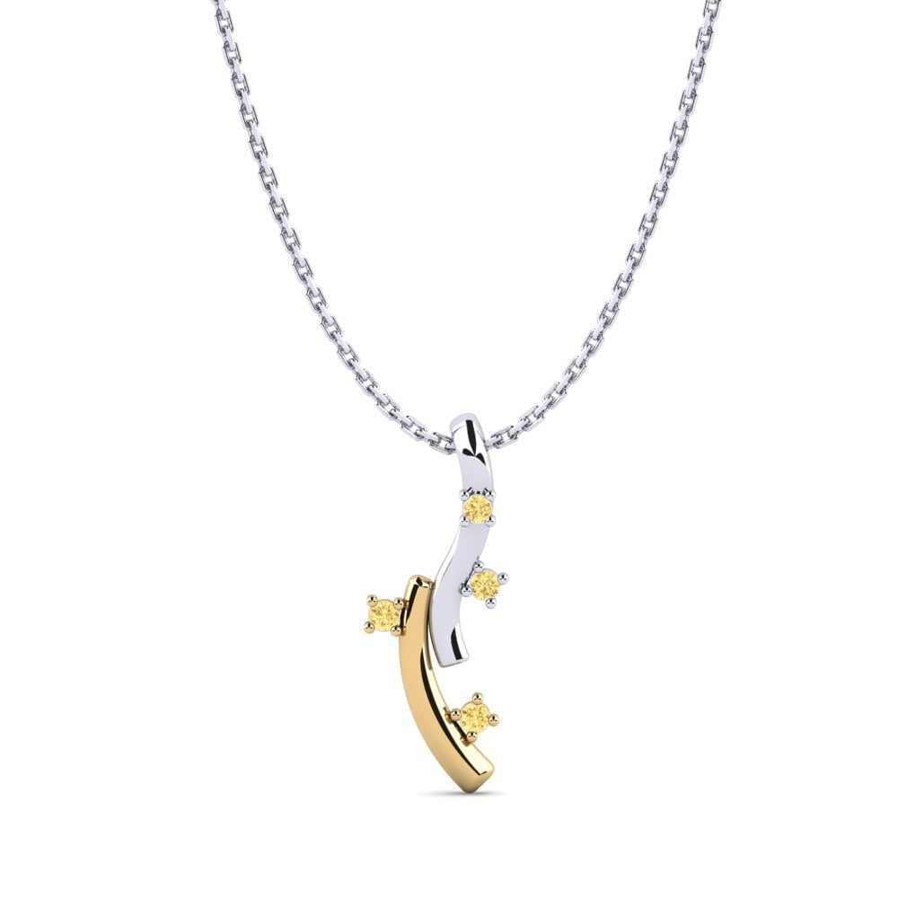 Vàng Trắng-Vàng 18K Kim Cương Vàng Mặt dây chuyền nữ Chika