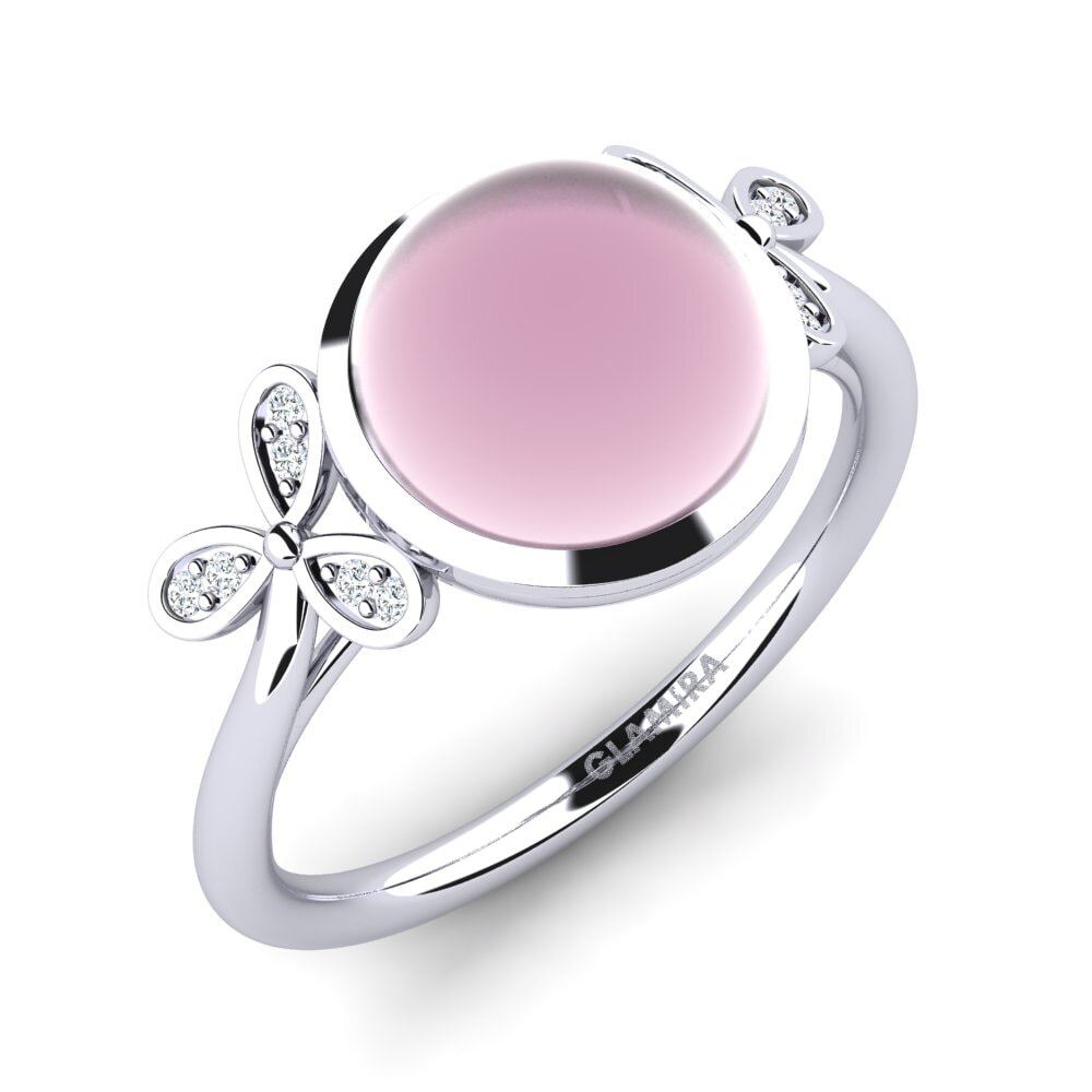 Argento 925 Quarzo Rosa Cabochon Anello Chimera