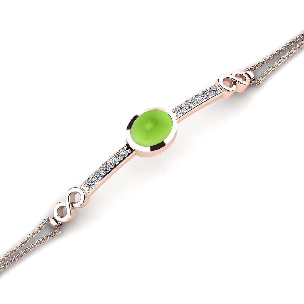 9k Oro Rosa Peridoto Cabujón Pulsera de Mujer Chin