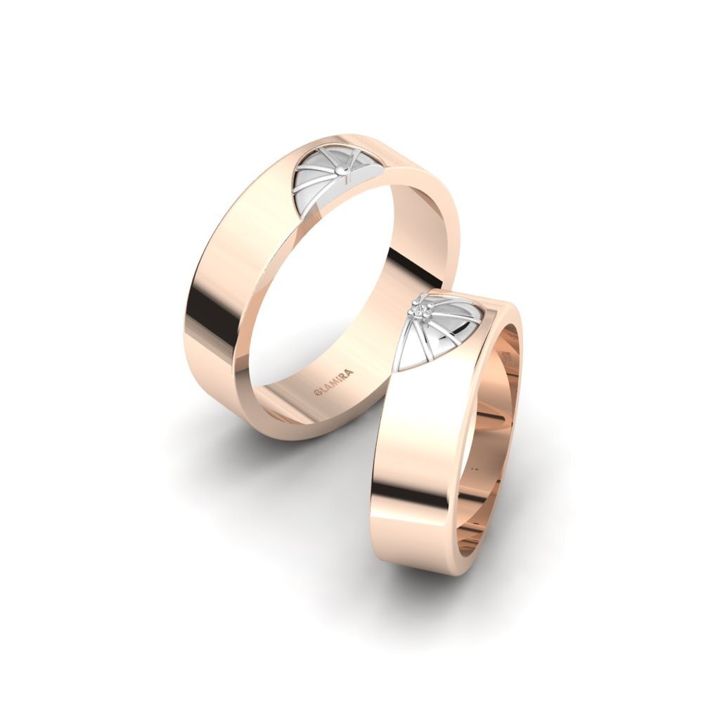Or Rose& Blanc 18k Zircone Bague de Mariage Chiredzi Pair