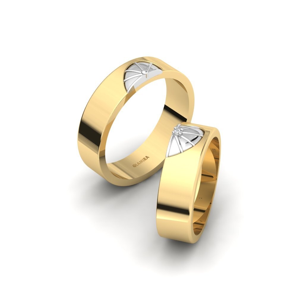 Or Jaune & Blanc 18k Zircone Bague de Mariage Chiredzi Pair