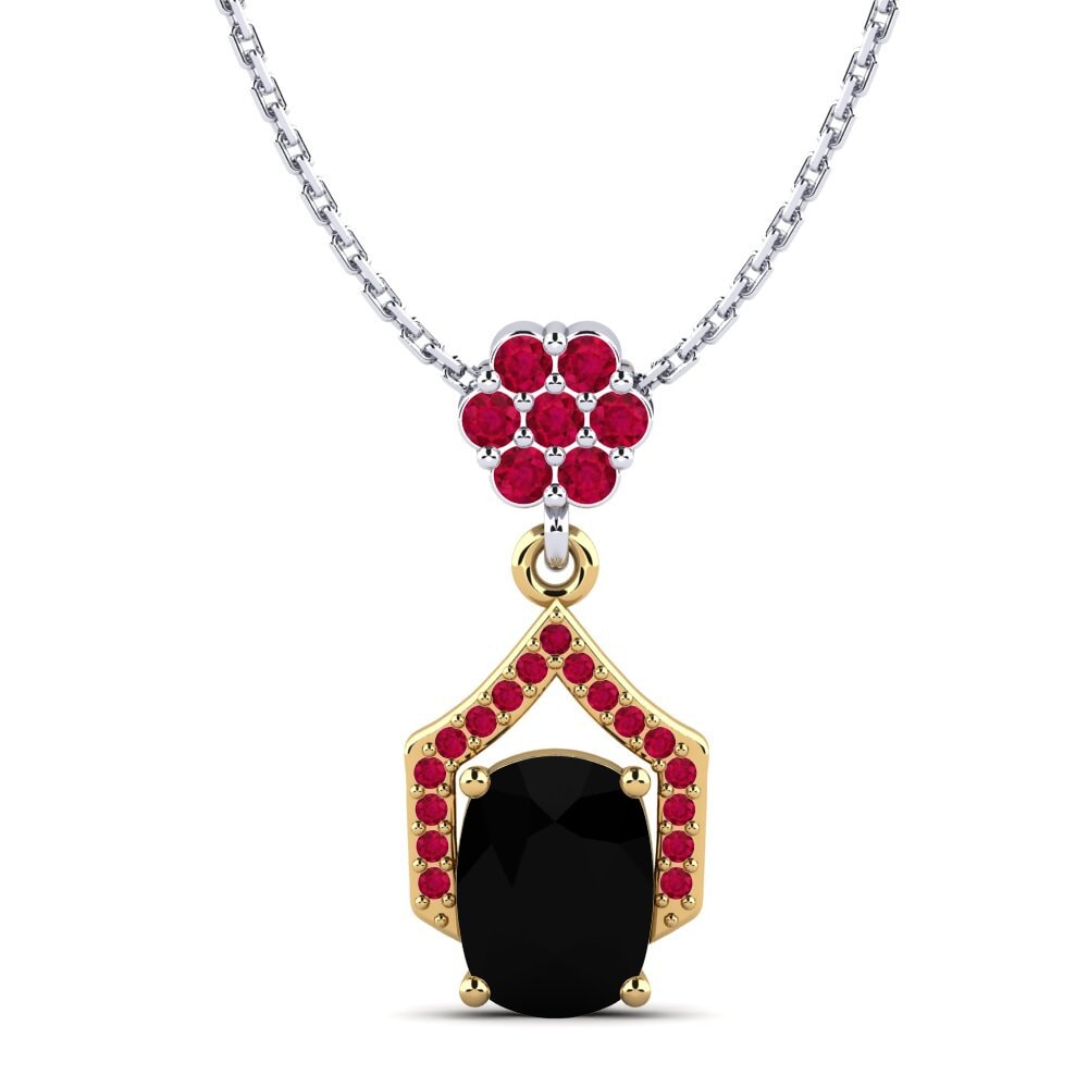 9k Oro Amarillo & Blanco Diamante Negro Colgante de Mujer Chofa